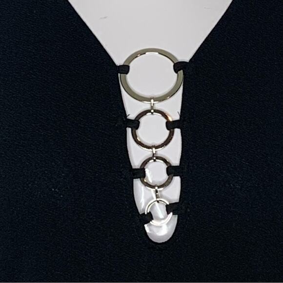 Haus of Pixie Bodycon Dress Size Large Black Ring Chain Accent Down The Cleavage - Picture 3 of 8